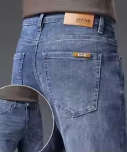 Men's Korean Fashion Soft Stretch Slim Fit Jeans - Business Casual Straight Denim Pants