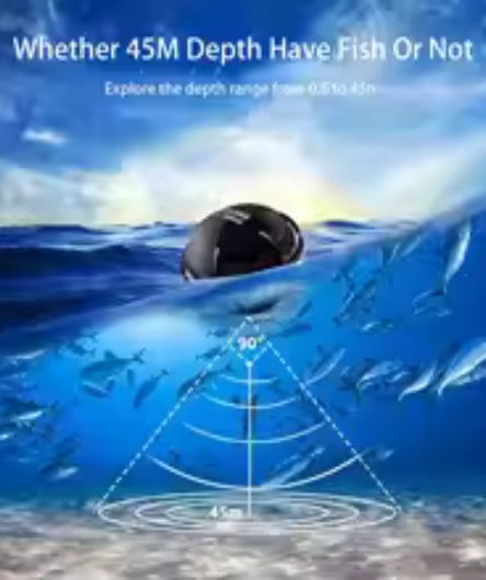 PuPoPan Portable Wireless Sonar Fish Finder - 36M Depth Underwater Echo Sounder