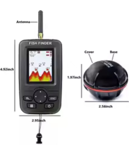 PuPoPan Portable Wireless Sonar Fish Finder - 36M Depth Underwater Echo Sounder