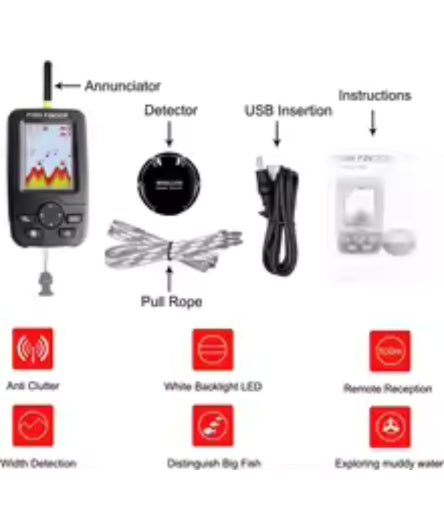 PuPoPan Portable Wireless Sonar Fish Finder - 36M Depth Underwater Echo Sounder