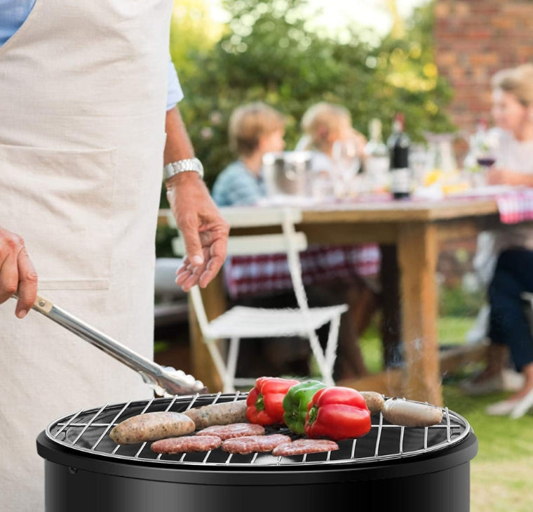 Topika - 3-in-1 Charcoal Vertical BBQ Grill Smoker Grill with Thermometer