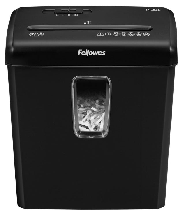 Fellowes Shredder P-30C, Cross Cut, 6 Sheet, Deskside Use, 1 User
