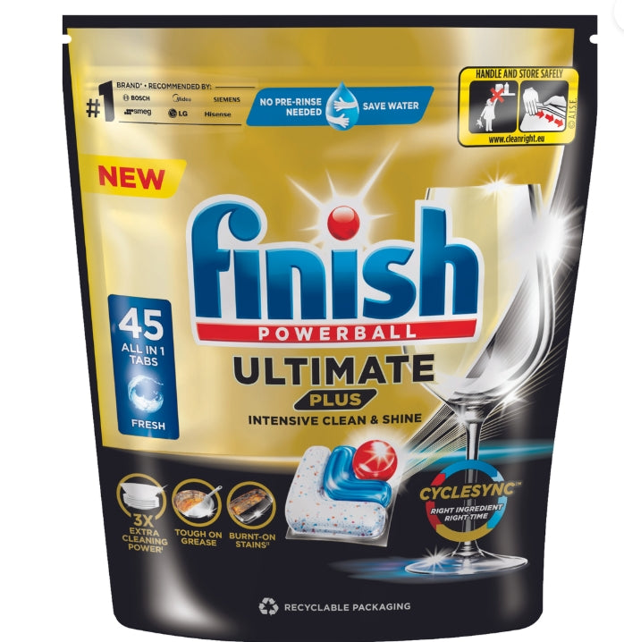 Finish 45s, Ultimate Plus, All-in-1 Dishwasher Tablets, Fresh