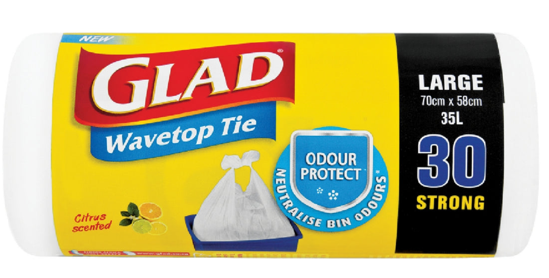 GLAD Wave Top Tie Indoor Bin Bags 30's Large